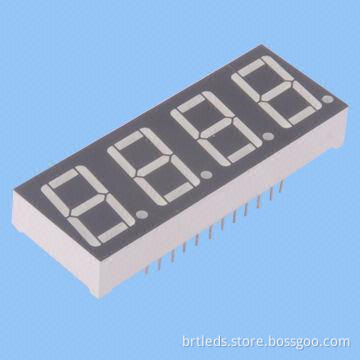 Four-digit 7-segment LED Display, 0.56-inch Blue Color, Common Anode, White Segment and Black Face